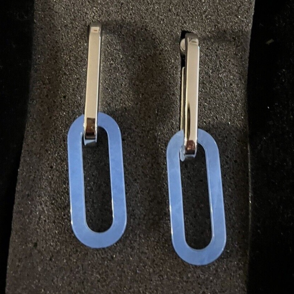 BURBERRY - Chain Link Earrings In Palladio Blue